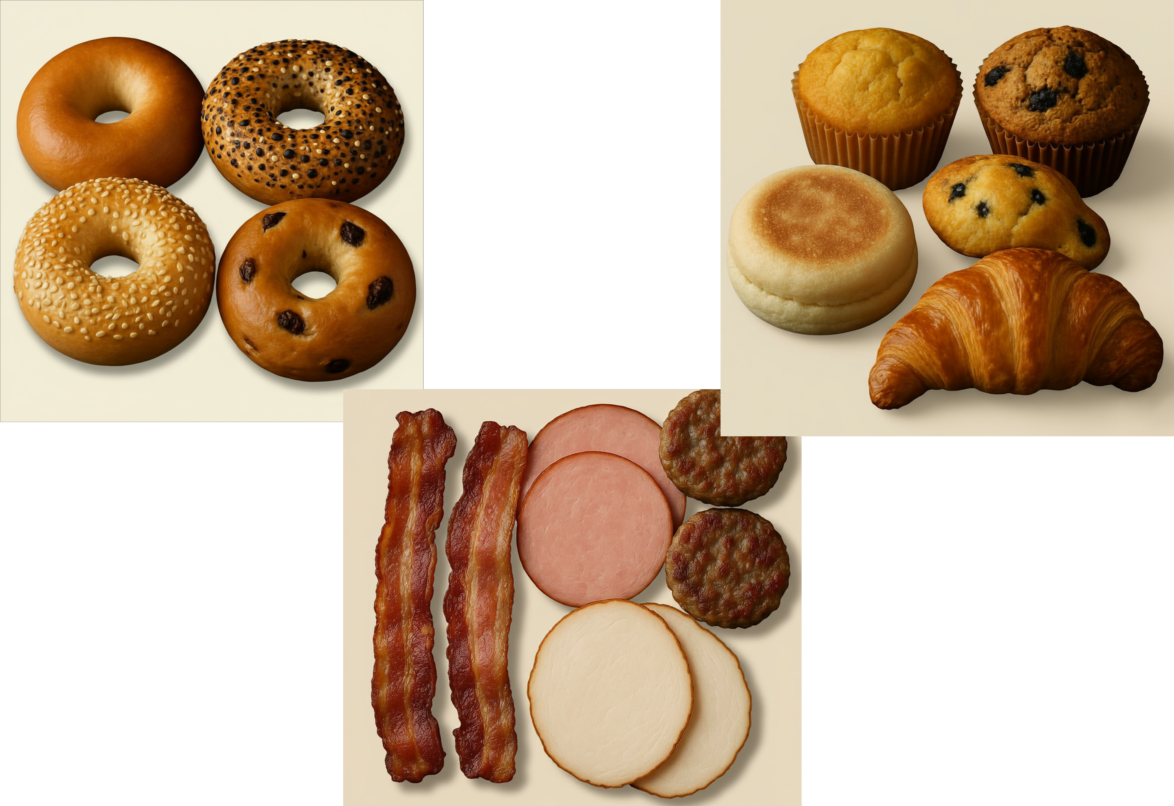 bagels, croisants & bacon